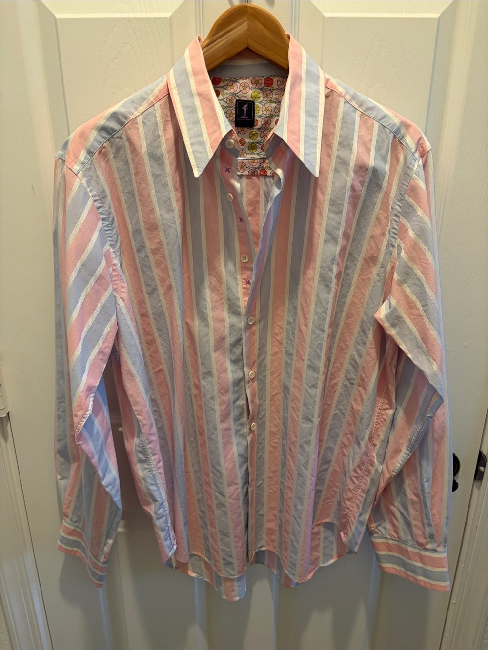 Striped Dress Shirt in Pink and Light Blue - Classic Button-Front